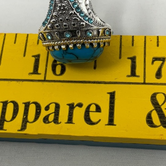 Turquoise ring with silver/gold electroplated band, size 10 - Picture 6 of 6